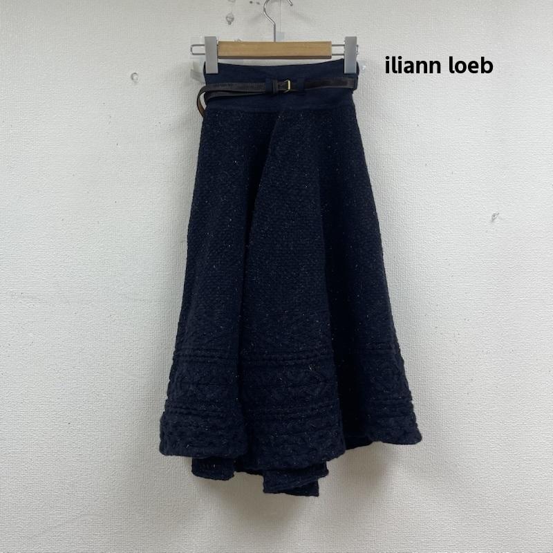 イリアンローヴ iliann loeb スカート ひざ丈スカート ニット スカート ネイビー ケーブル ニット ベルト 紺 / ネイビー / navy レディース USED 古着 中古 50154513