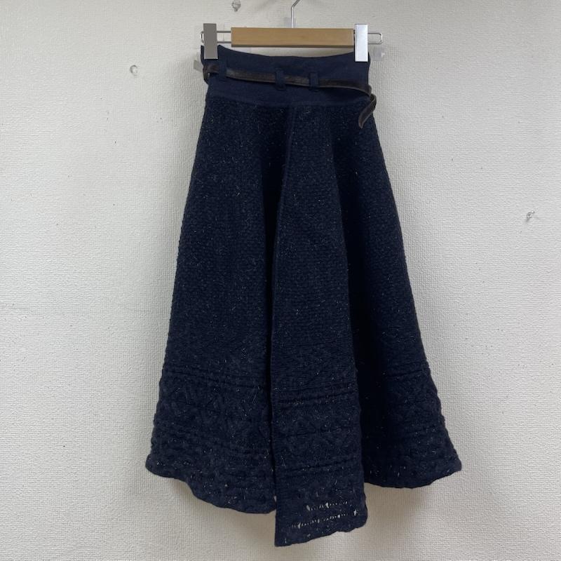 イリアンローヴ iliann loeb スカート ひざ丈スカート ニット スカート ネイビー ケーブル ニット ベルト 紺 / ネイビー / navy レディース USED 古着 中古 50154513