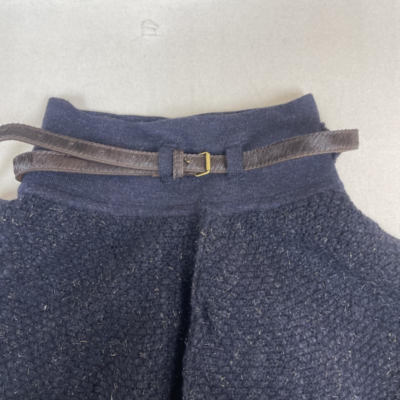 イリアンローヴ iliann loeb スカート ひざ丈スカート ニット スカート ネイビー ケーブル ニット ベルト 紺 / ネイビー / navy レディース USED 古着 中古 50154513