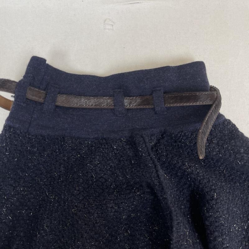 イリアンローヴ iliann loeb スカート ひざ丈スカート ニット スカート ネイビー ケーブル ニット ベルト 紺 / ネイビー / navy レディース USED 古着 中古 50154513