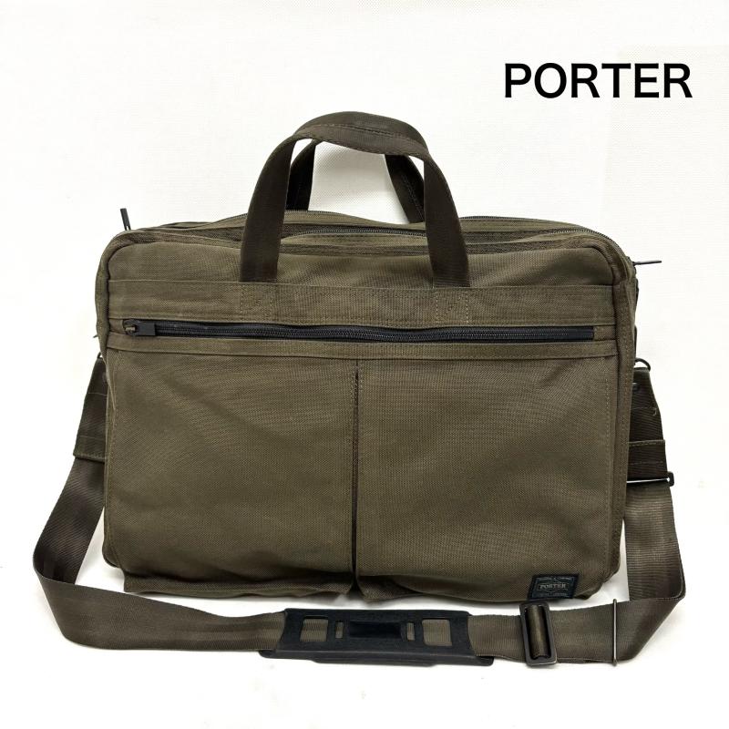 ポーター PORTER ブリーフケース、書類かばん ブリーフケース、書類かばん ブリーフケース テンション CORDURA ビジネスバッグ 2way カーキ ポーター - メンズ USED 古着 中古 50154535