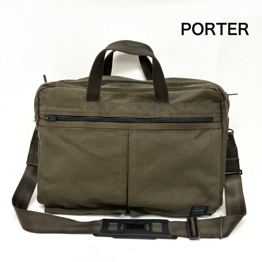 ポーター PORTER ブリーフケース、書類かばん ブリーフケース、書類かばん ブリーフケース テンション CORDURA ビジネスバッグ 2way カーキ ポーター - メンズ USED 古着 中古 50154535