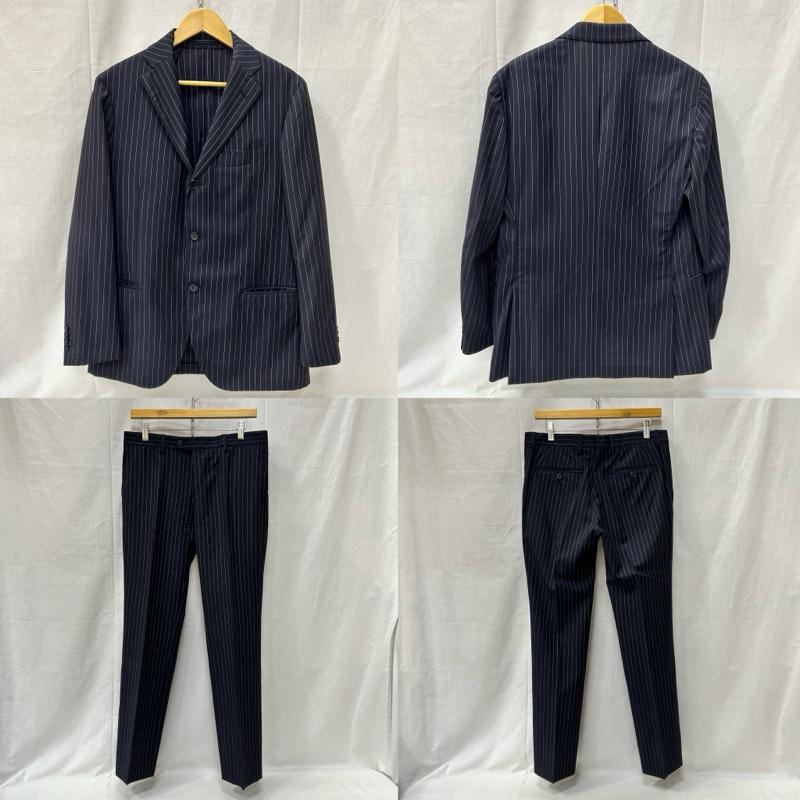 ラルディーニ LARDINI スーツ スーツ ネイビー ピンストライプ セットアップ スーツ パンツ シングル ウール made in italy サイズ48 サイドベンツ 48 ストライプ 紺 / ネイビー / navy メンズ USED 古着 中古 50154559
