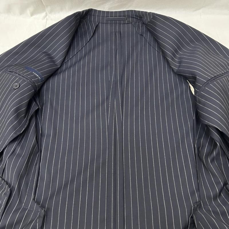 ラルディーニ LARDINI スーツ スーツ ネイビー ピンストライプ セットアップ スーツ パンツ シングル ウール made in italy サイズ48 サイドベンツ 48 ストライプ 紺 / ネイビー / navy メンズ USED 古着 中古 50154559