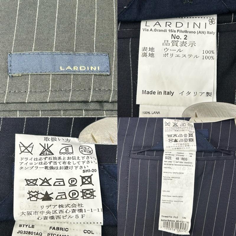 ラルディーニ LARDINI スーツ スーツ ネイビー ピンストライプ セットアップ スーツ パンツ シングル ウール made in italy サイズ48 サイドベンツ 48 ストライプ 紺 / ネイビー / navy メンズ USED 古着 中古 50154559
