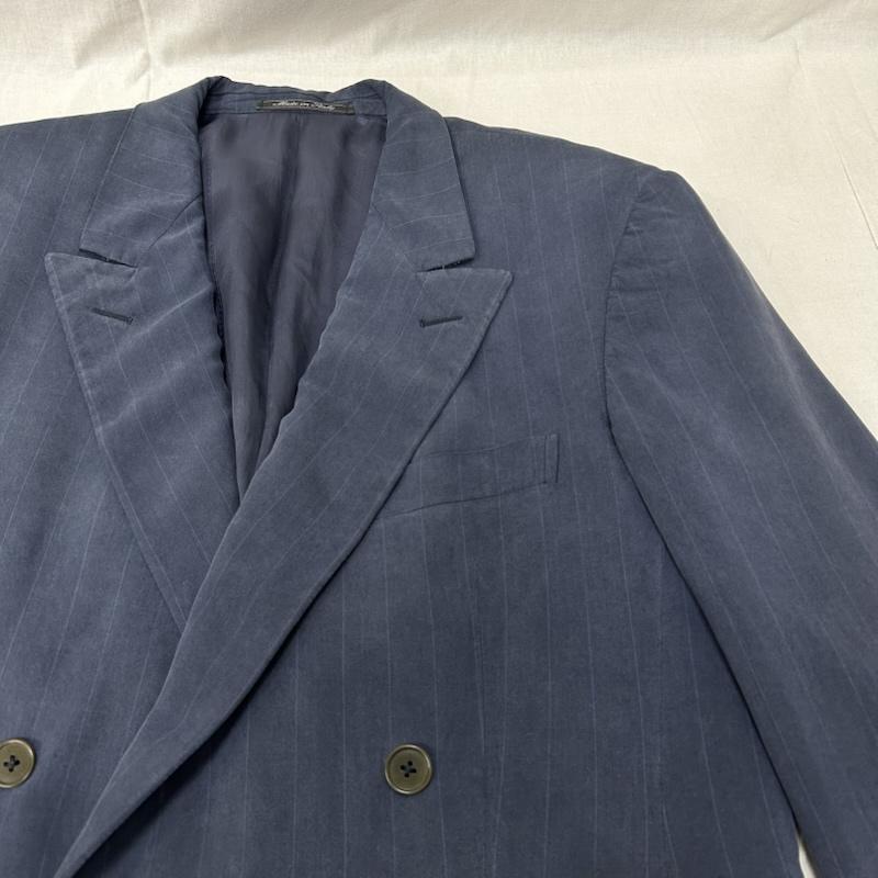 ジャンニヴェルサーチ GIANNI VERSACE ジャケット、上着 ジャケット、ブレザー COUTURE ピンストライプ ピークドラペル ダブル ジャケット made in italy - ストライプ 紺 / ネイビー / navy メンズ USED 古着 中古 50154560