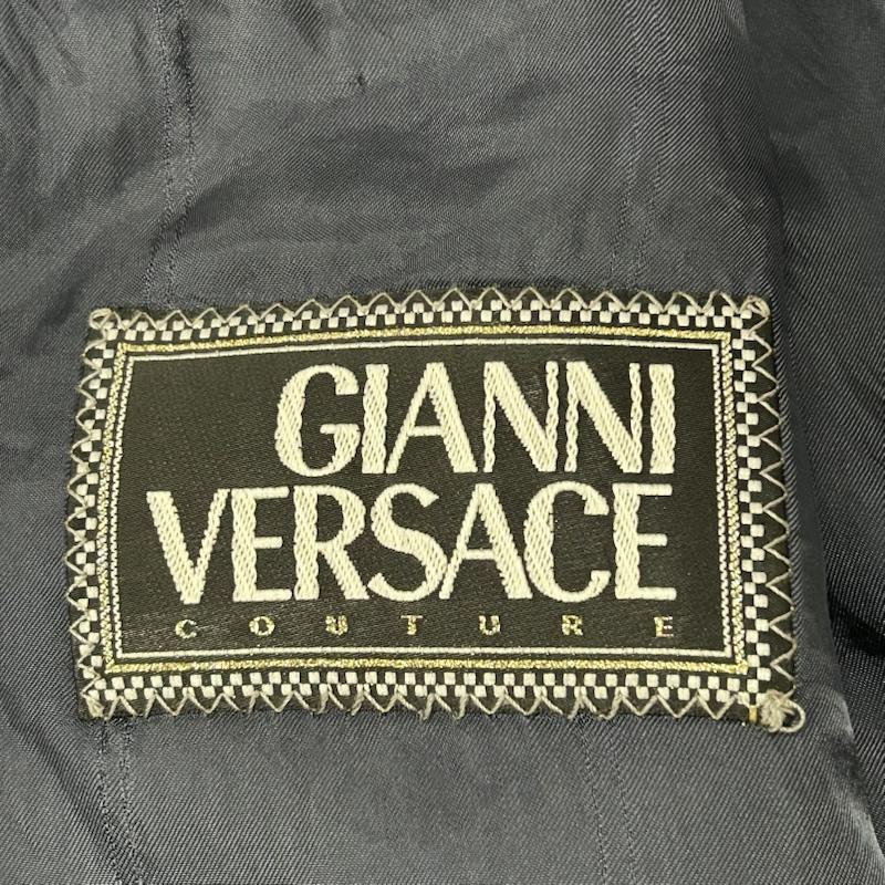 ジャンニヴェルサーチ GIANNI VERSACE ジャケット、上着 ジャケット、ブレザー COUTURE ピンストライプ ピークドラペル ダブル ジャケット made in italy - ストライプ 紺 / ネイビー / navy メンズ USED 古着 中古 50154560