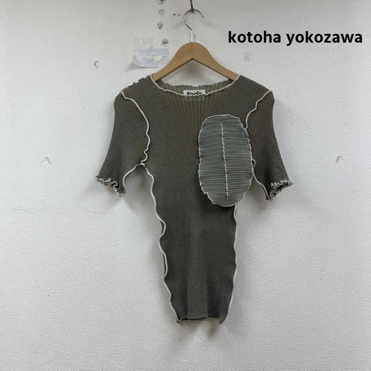 古着 USED アンサンブルニット 半袖 todo kotoha yokozawa プリーツ メローステッチ ドッキング デザイン ニット オリーブグリーン / オリーブグリーン / レディース USED 古着 中古 50154567