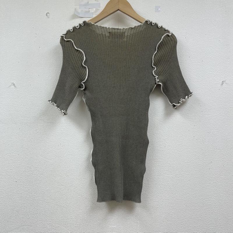 古着 USED アンサンブルニット 半袖 todo kotoha yokozawa プリーツ メローステッチ ドッキング デザイン ニット オリーブグリーン / オリーブグリーン / レディース USED 古着 中古 50154567
