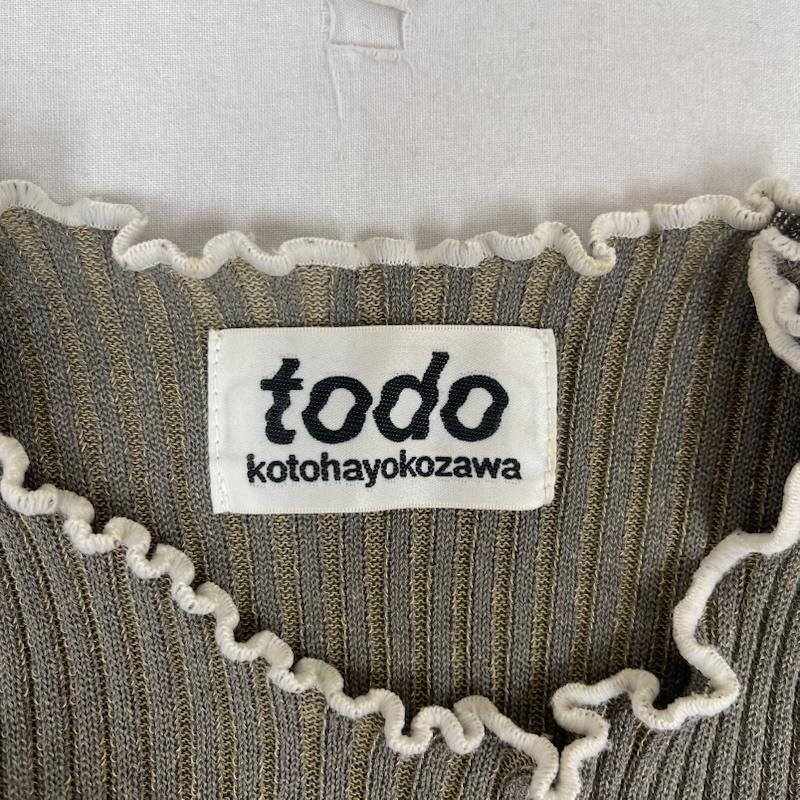 古着 USED アンサンブルニット 半袖 todo kotoha yokozawa プリーツ メローステッチ ドッキング デザイン ニット オリーブグリーン / オリーブグリーン / レディース USED 古着 中古 50154567