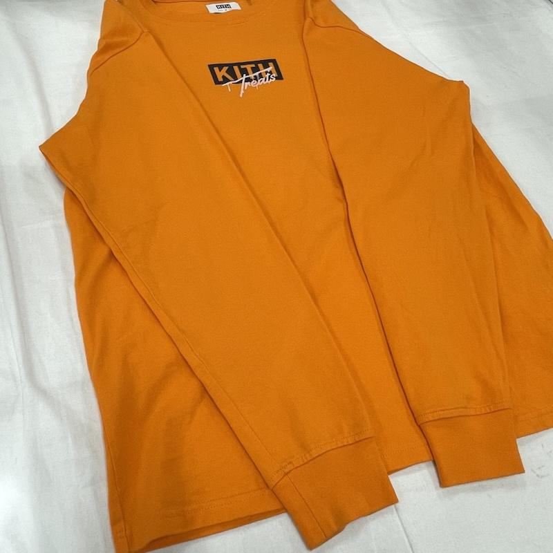キス KITH Tシャツ 長袖 ハロウィン 限定 ロゴ プリント ロンT 長袖 ロングスリーブ M ワンポイント X ロゴ、文字 X プリント 橙 / オレンジ / orange X 黒 / ブラック / black メンズ USED 古着 中古 50154593