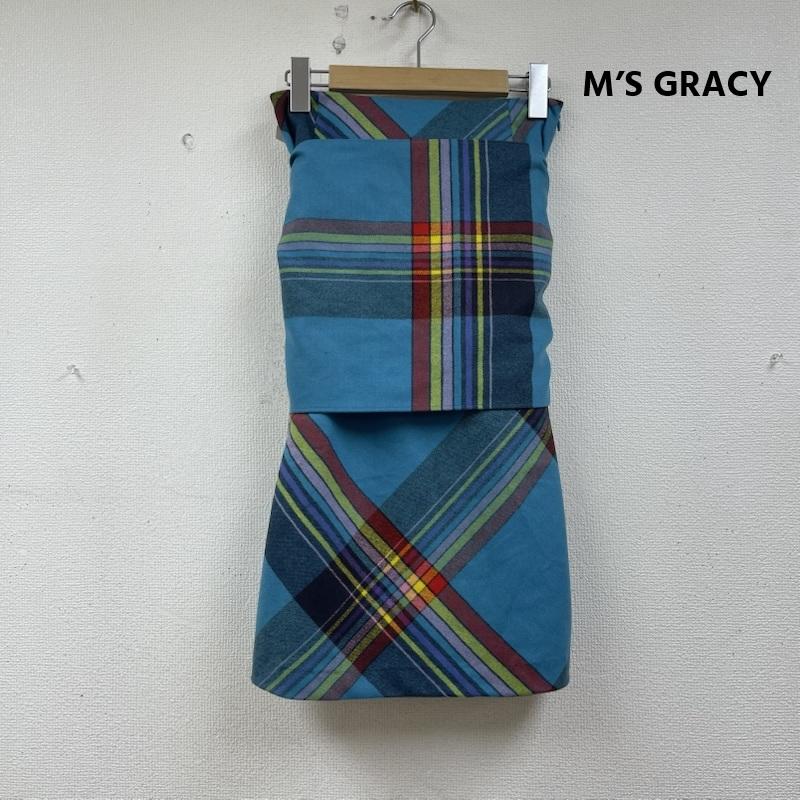 古着 USED スカート ひざ丈スカート M’S GRACY 日本製 チェック ウエスト マーク スカート 38 青 / ブルー / blue レディース USED 古着 中古 50154605