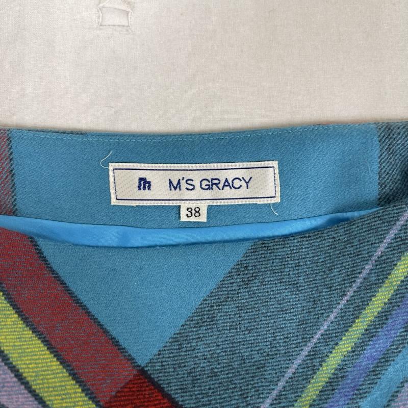 古着 USED スカート ひざ丈スカート M’S GRACY 日本製 チェック ウエスト マーク スカート 38 青 / ブルー / blue レディース USED 古着 中古 50154605