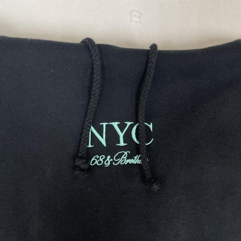 シックスティエイトアンドブラザーズ 68&brothers パーカー 長袖 THE NYC & Co ロゴ 刺繍 プル オーバー パーカー M 黒 / ブラック / black メンズ USED 古着 中古 50154625