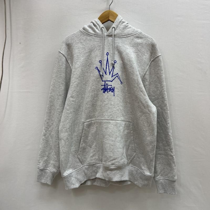 ステューシー STUSSY パーカー 長袖 折れクラウン ロゴ プルオーバー スウェット パーカー M 灰 / グレー / gray メンズ USED 古着 中古 50154655
