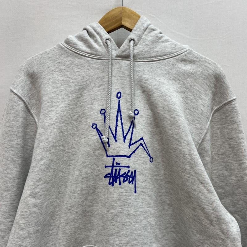 ステューシー STUSSY パーカー 長袖 折れクラウン ロゴ プルオーバー スウェット パーカー M 灰 / グレー / gray メンズ USED 古着 中古 50154655