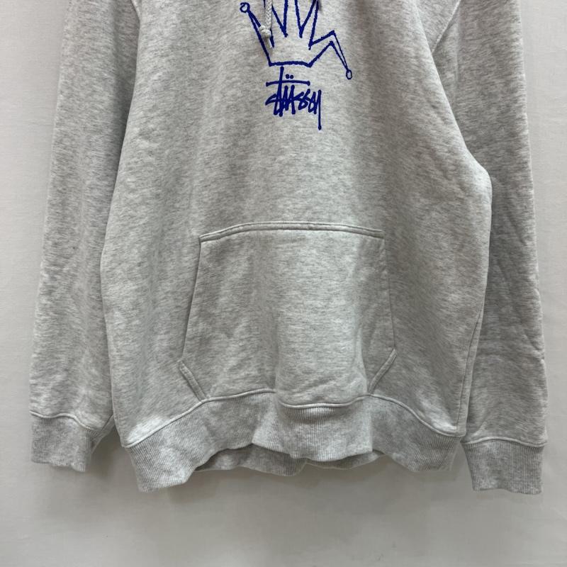 ステューシー STUSSY パーカー 長袖 折れクラウン ロゴ プルオーバー スウェット パーカー M 灰 / グレー / gray メンズ USED 古着 中古 50154655