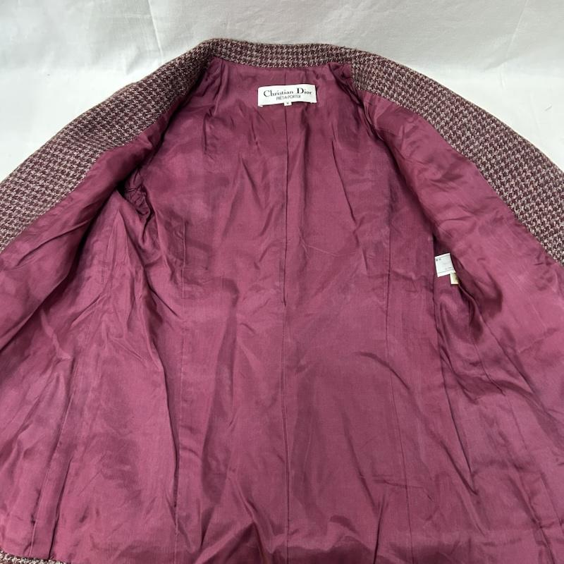 クリスチャンディオール Christian Dior ジャケット、上着 ジャケット、ブレザー pret-a-porter プレタポルテ 千鳥ツイードジャケット シングルテーラードジャケット M 千鳥格子 えんじ / ワインレッド / dark red レディース USED 古着 中古 50154672