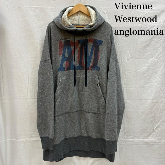 ヴィヴィアンウエストウッド Vivienne Westwood パーカー 長袖 ANGLOMANIA アングロマニア 15-01-582024 ハイネック フーデッド スウェット ワンピース パーカー 38 ロゴ、文字 灰 / グレー / gray レディース USED 古着 中古 50154710