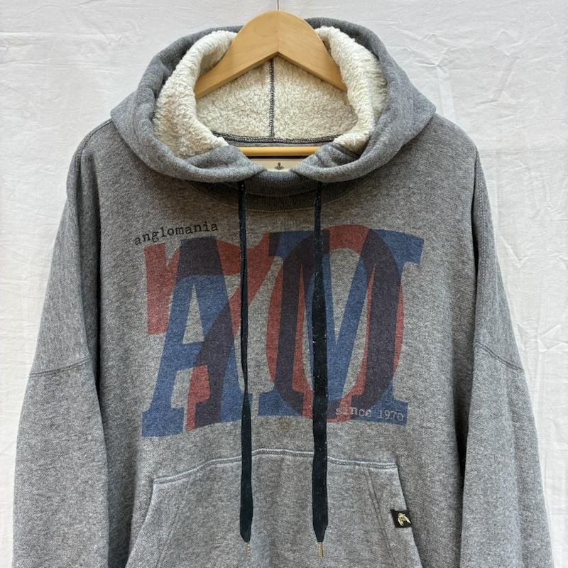 ヴィヴィアンウエストウッド Vivienne Westwood パーカー 長袖 ANGLOMANIA アングロマニア 15-01-582024 ハイネック フーデッド スウェット ワンピース パーカー 38 ロゴ、文字 灰 / グレー / gray レディース USED 古着 中古 50154710