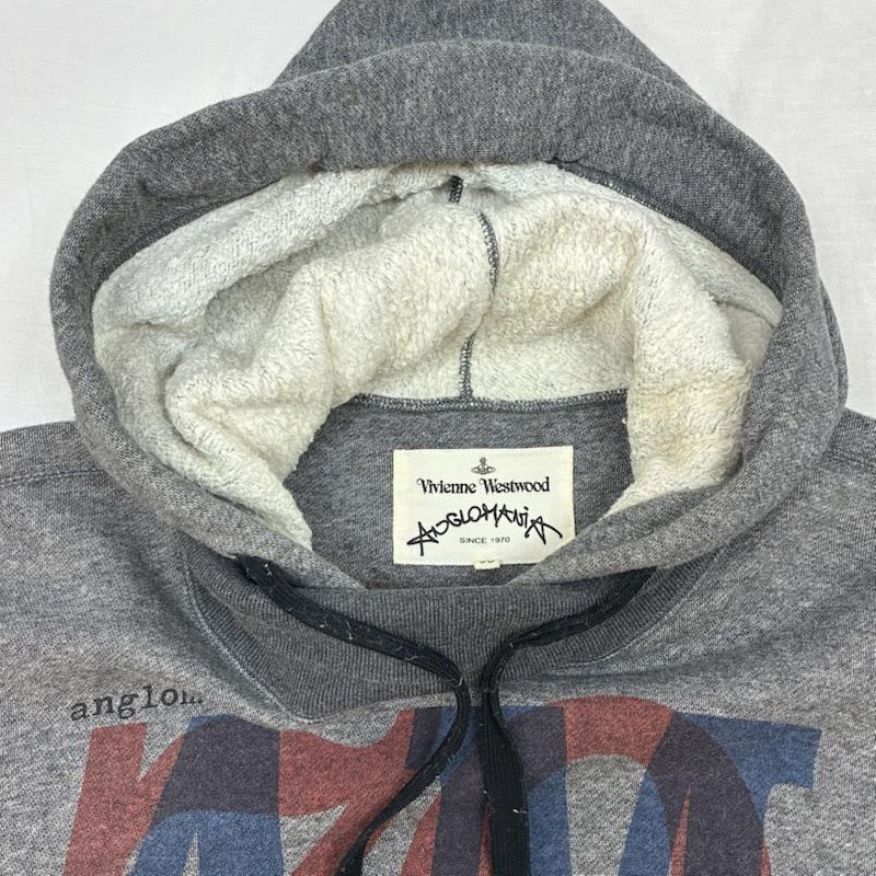 ヴィヴィアンウエストウッド Vivienne Westwood パーカー 長袖 ANGLOMANIA アングロマニア 15-01-582024 ハイネック フーデッド スウェット ワンピース パーカー 38 ロゴ、文字 灰 / グレー / gray レディース USED 古着 中古 50154710