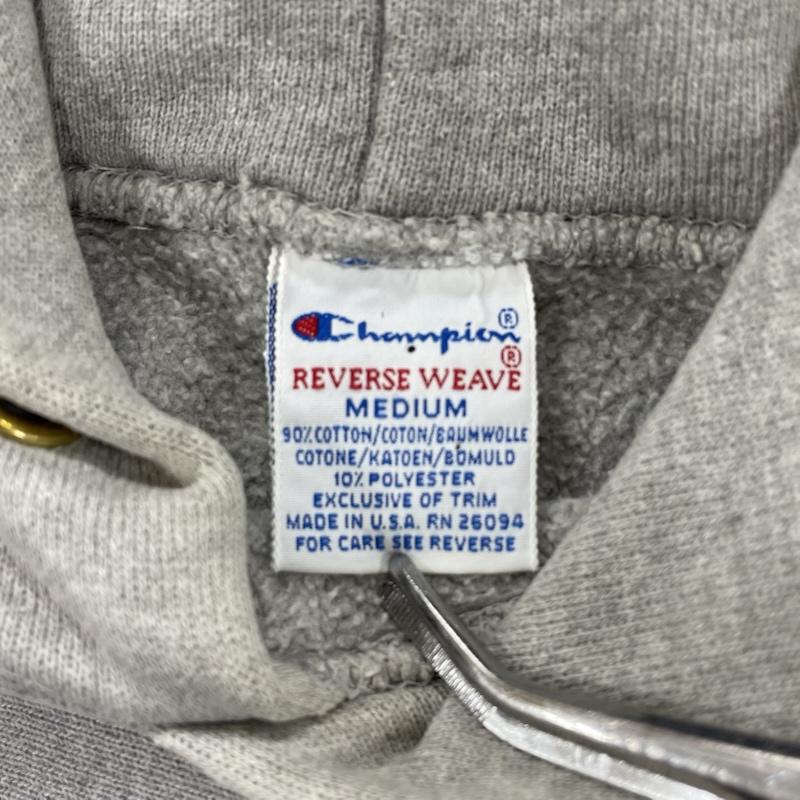 チャンピオン Champion パーカー 長袖 90 s REVERSEWEAVE リバースウィーブ スウェット パーカー USA製 目つき ヴィンテージ M 無地 X ワンポイント X ロゴ、文字 X 刺繍 灰 / グレー / gray メンズ USED 古着 中古 50154713