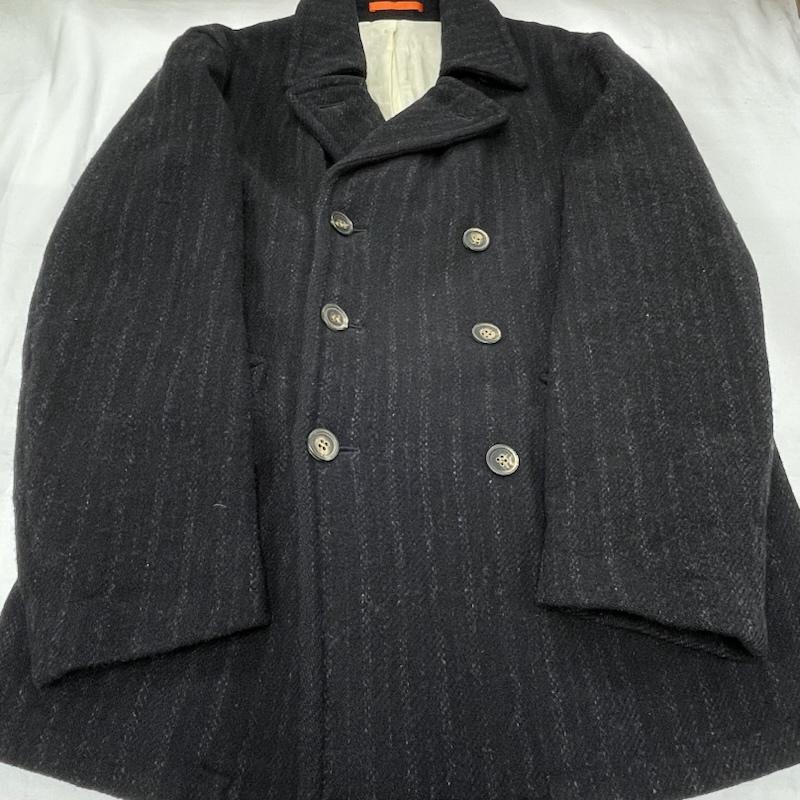 ポールスミス Paul Smith コート ピーコート Pコート ハリスツイード コラボ ウール ジャケット コレクション ダブル L ストライプ 紺 / ネイビー / navy メンズ USED 古着 中古 50154717