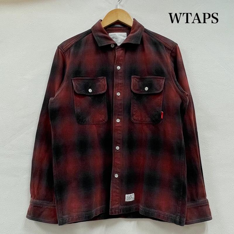 ダブルタップス WTAPS シャツ、ブラウス 長袖 オンブレチェック ネルシャツ S チェック 赤 / レッド / red X 黒 / ブラック / black メンズ USED 古着 中古 50154718