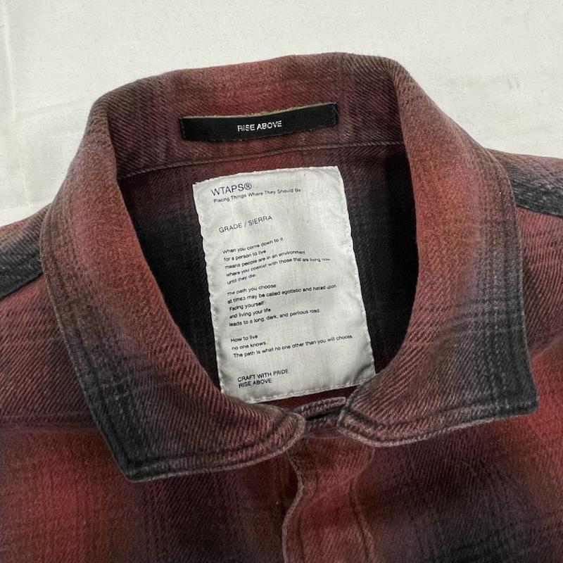 ダブルタップス WTAPS シャツ、ブラウス 長袖 オンブレチェック ネルシャツ S チェック 赤 / レッド / red X 黒 / ブラック / black メンズ USED 古着 中古 50154718