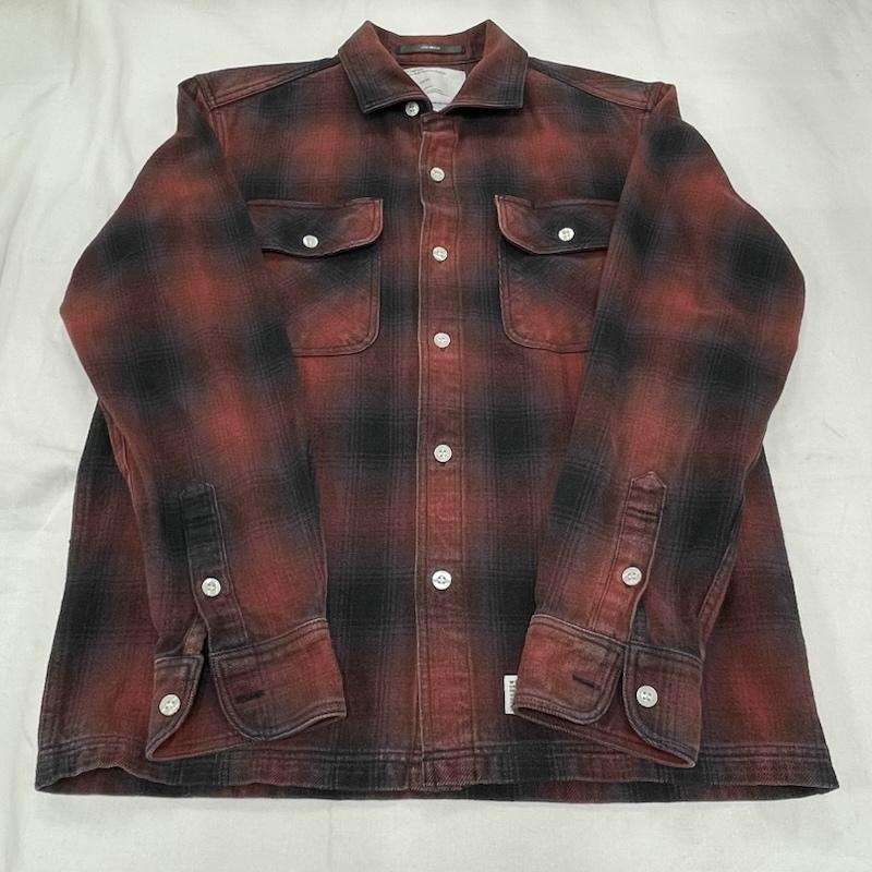 ダブルタップス WTAPS シャツ、ブラウス 長袖 オンブレチェック ネルシャツ S チェック 赤 / レッド / red X 黒 / ブラック / black メンズ USED 古着 中古 50154718
