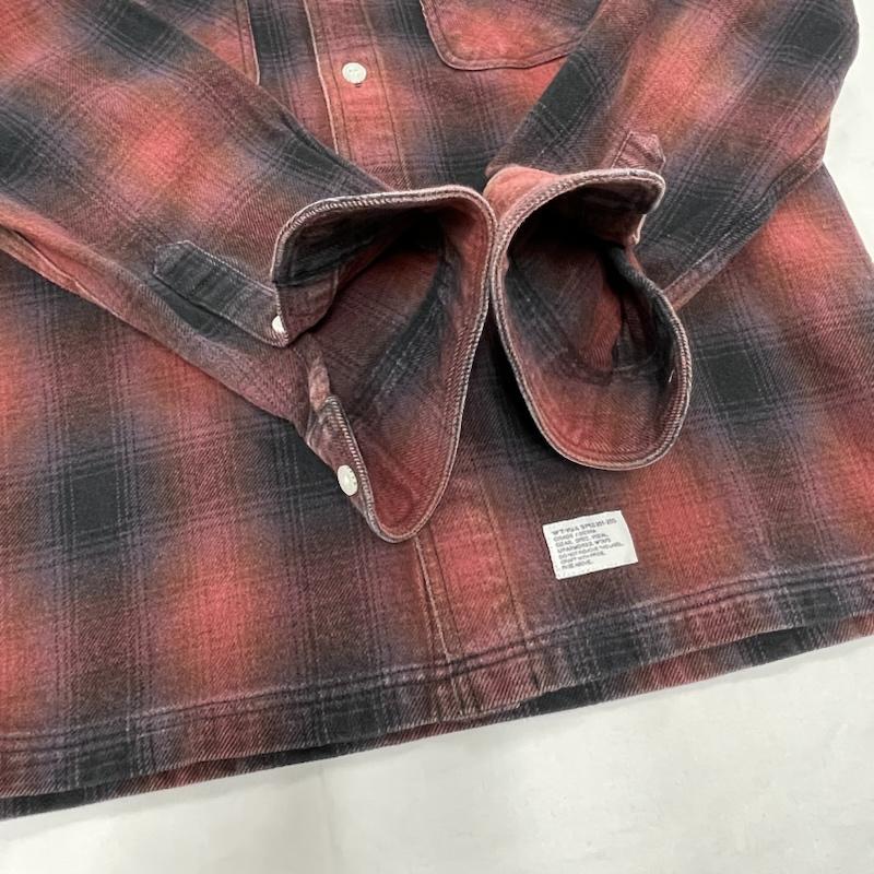 ダブルタップス WTAPS シャツ、ブラウス 長袖 オンブレチェック ネルシャツ S チェック 赤 / レッド / red X 黒 / ブラック / black メンズ USED 古着 中古 50154718