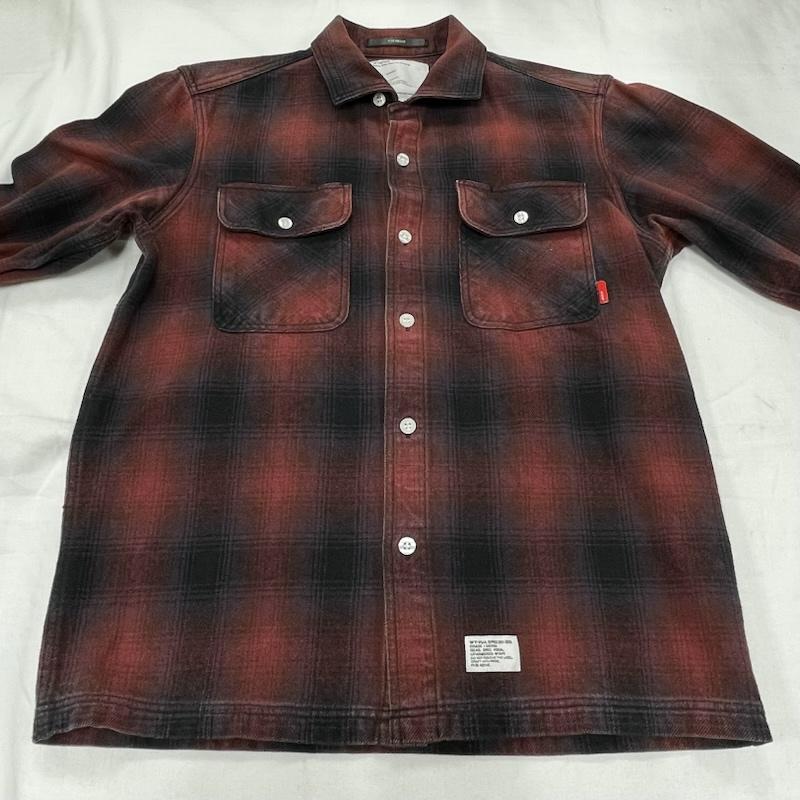 ダブルタップス WTAPS シャツ、ブラウス 長袖 オンブレチェック ネルシャツ S チェック 赤 / レッド / red X 黒 / ブラック / black メンズ USED 古着 中古 50154718