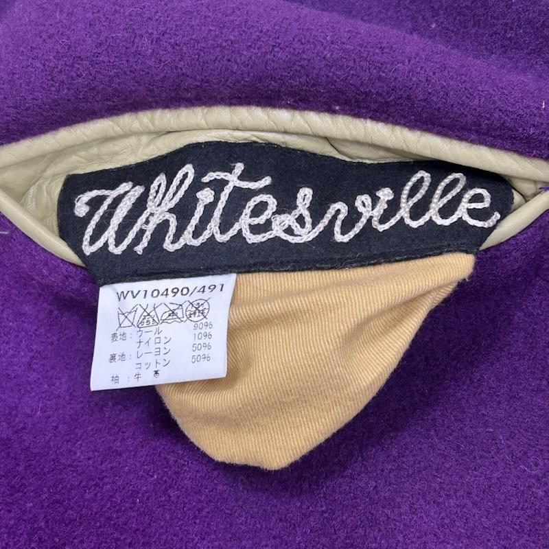 ホワイツビル WHITESVILLE ジャケット、上着 ジャンパー、ブルゾン wv10490 フルデコスタジャン purple ワッペン 42 42 紫 / パープル / purple X ベージュ / ベージュ / beige メンズ USED 古着 中古 50154719