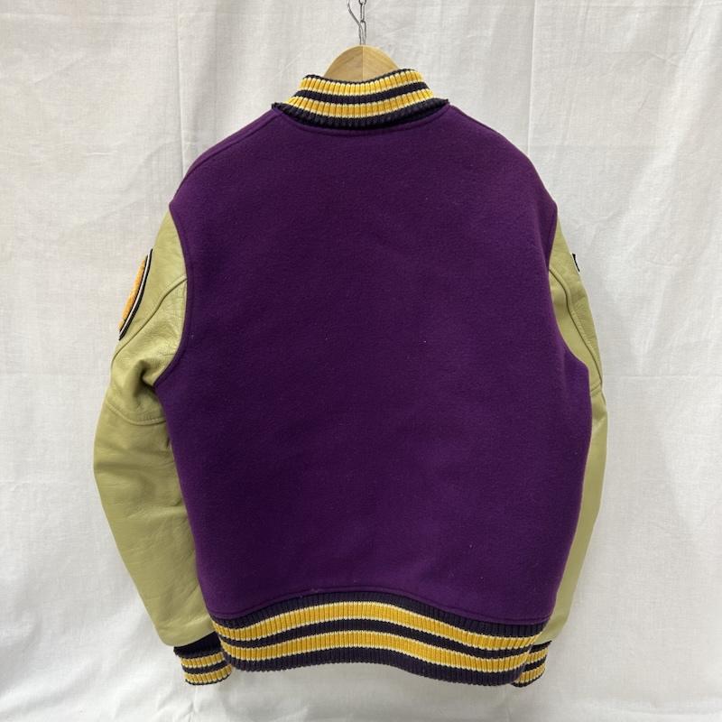 ホワイツビル WHITESVILLE ジャケット、上着 ジャンパー、ブルゾン wv10490 フルデコスタジャン purple ワッペン 42 42 紫 / パープル / purple X ベージュ / ベージュ / beige メンズ USED 古着 中古 50154719