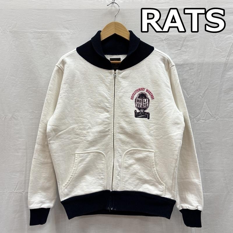 ラッツ RATS ジャケット、上着 ジャンパー、ブルゾン 18RTC-0304 ZIP UP TRIM SWEAT ロゴ ジップアップ ヘビー スウェット ジャケット セパポケ M 白 / ホワイト / white X 紺 / ネイビー / navy メンズ USED 古着 中古 50154723
