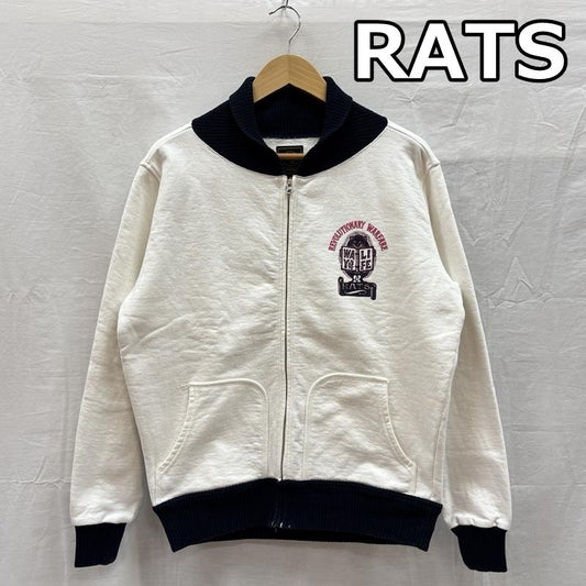 ラッツ RATS ジャケット、上着 ジャンパー、ブルゾン 18RTC-0304 ZIP UP TRIM SWEAT ロゴ ジップアップ ヘビー スウェット ジャケット セパポケ M 白 / ホワイト / white X 紺 / ネイビー / navy メンズ USED 古着 中古 50154723