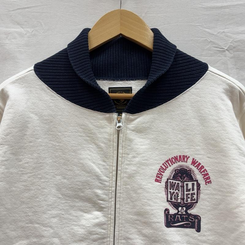 ラッツ RATS ジャケット、上着 ジャンパー、ブルゾン 18RTC-0304 ZIP UP TRIM SWEAT ロゴ ジップアップ ヘビー スウェット ジャケット セパポケ M 白 / ホワイト / white X 紺 / ネイビー / navy メンズ USED 古着 中古 50154723