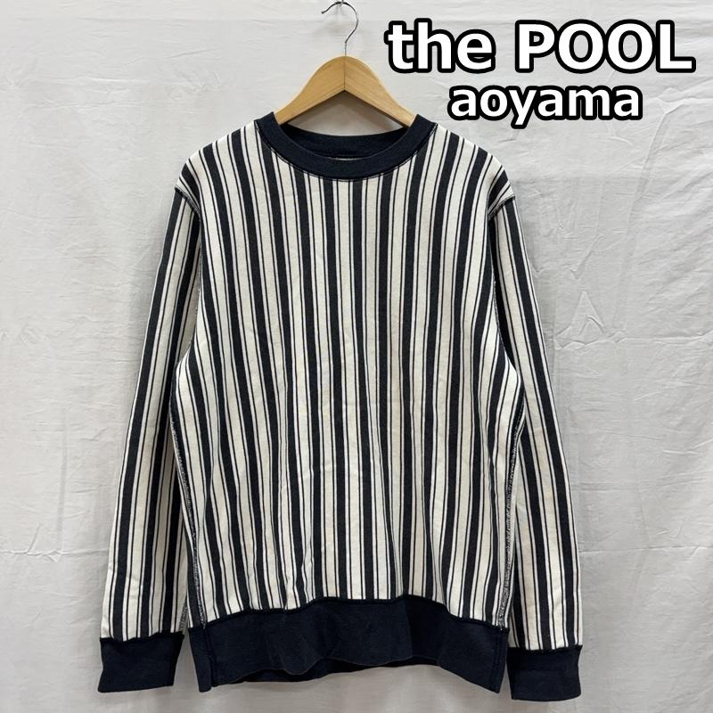 ザプールアオヤマ the POOL aoyama トレーナー 長袖 POM-1503-C ストライプ柄 クルーネック スウェット 長袖 トレーナー M ストライプ 白 / ホワイト / white X 紺 / ネイビー / navy メンズ USED 古着 中古 50154726