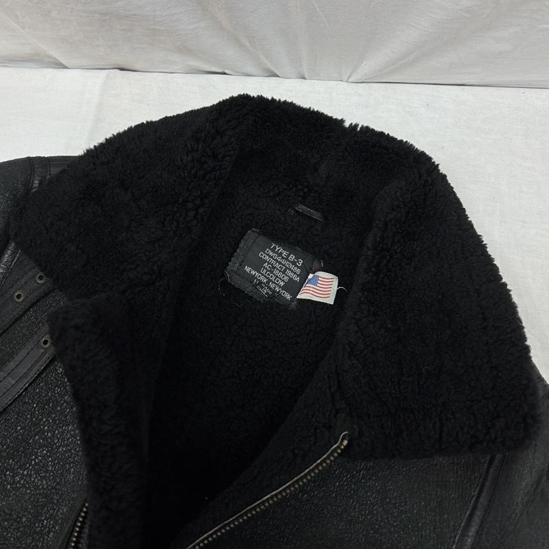 古着 USED ジャケット、上着 レザージャケット ULCOLOW B-3 羊革 ムートンレザー B-3 フライト ボンバー ジャケット ビッグサイズ XL 黒 / ブラック / black メンズ USED 古着 中古 50154745