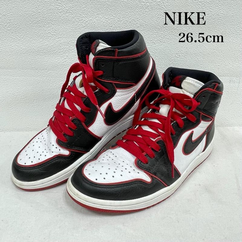 ナイキ NIKE スニーカー スニーカー エアジョーダン Air Jordan 1 Retro High OG Blood Line レトロ ハイ ブラッドライン スニーカー 555088-062 26.5cm ロゴ、文字 白 / ホワイト / white X 黒 / ブラック / black X 赤 / レッド / red メンズ USED 古着 中古 50154757