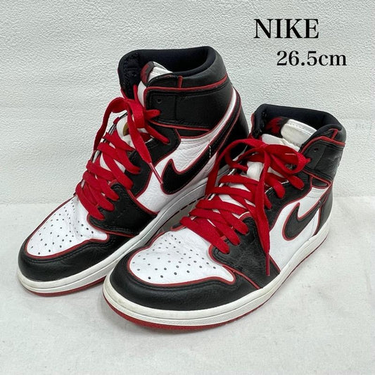 ナイキ NIKE スニーカー スニーカー エアジョーダン Air Jordan 1 Retro High OG Blood Line レトロ ハイ ブラッドライン スニーカー 555088-062 26.5cm ロゴ、文字 白 / ホワイト / white X 黒 / ブラック / black X 赤 / レッド / red メンズ USED 古着 中古 50154757
