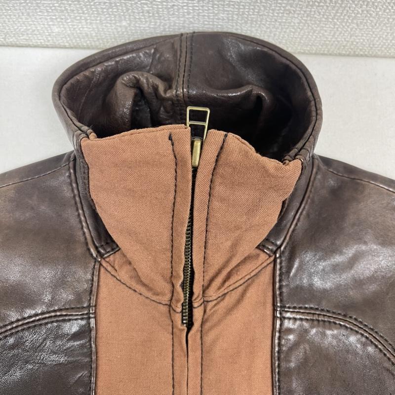 ジョンブル Johnbull ジャケット、上着 レザージャケット レザー 切替 ライダース ジャケット 羊革 M 茶 / ブラウン / brown メンズ USED 古着 中古 50154770