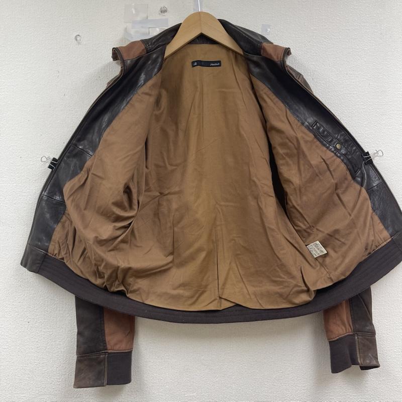 ジョンブル Johnbull ジャケット、上着 レザージャケット レザー 切替 ライダース ジャケット 羊革 M 茶 / ブラウン / brown メンズ USED 古着 中古 50154770