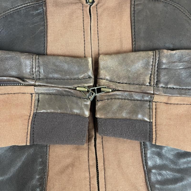ジョンブル Johnbull ジャケット、上着 レザージャケット レザー 切替 ライダース ジャケット 羊革 M 茶 / ブラウン / brown メンズ USED 古着 中古 50154770