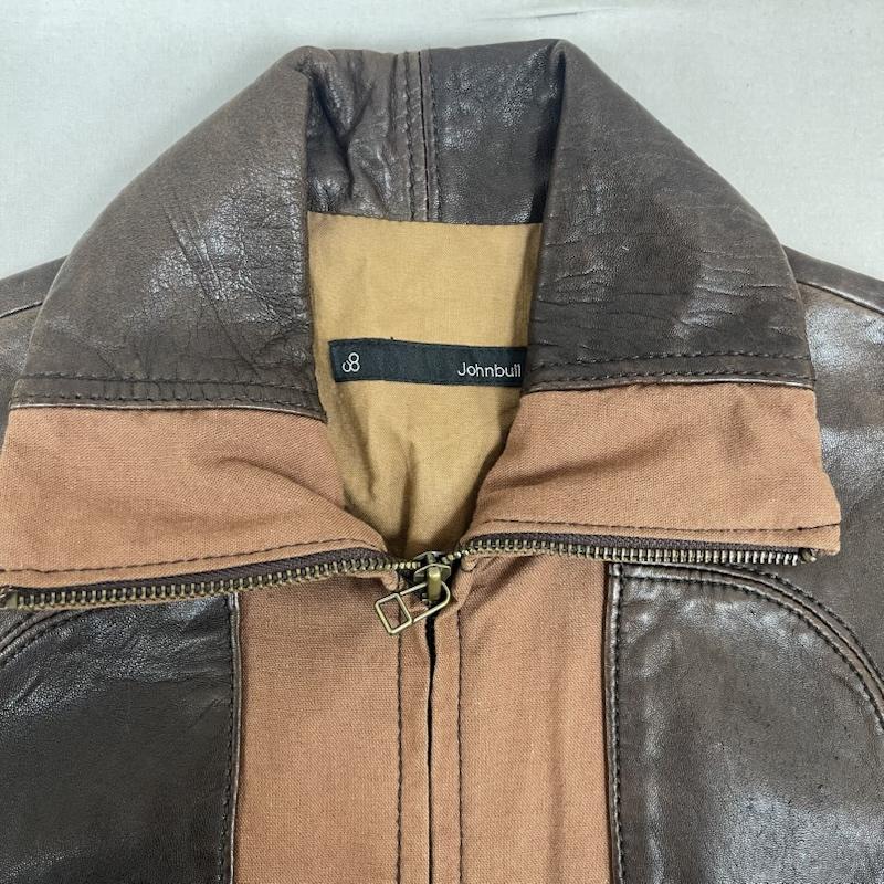 ジョンブル Johnbull ジャケット、上着 レザージャケット レザー 切替 ライダース ジャケット 羊革 M 茶 / ブラウン / brown メンズ USED 古着 中古 50154770