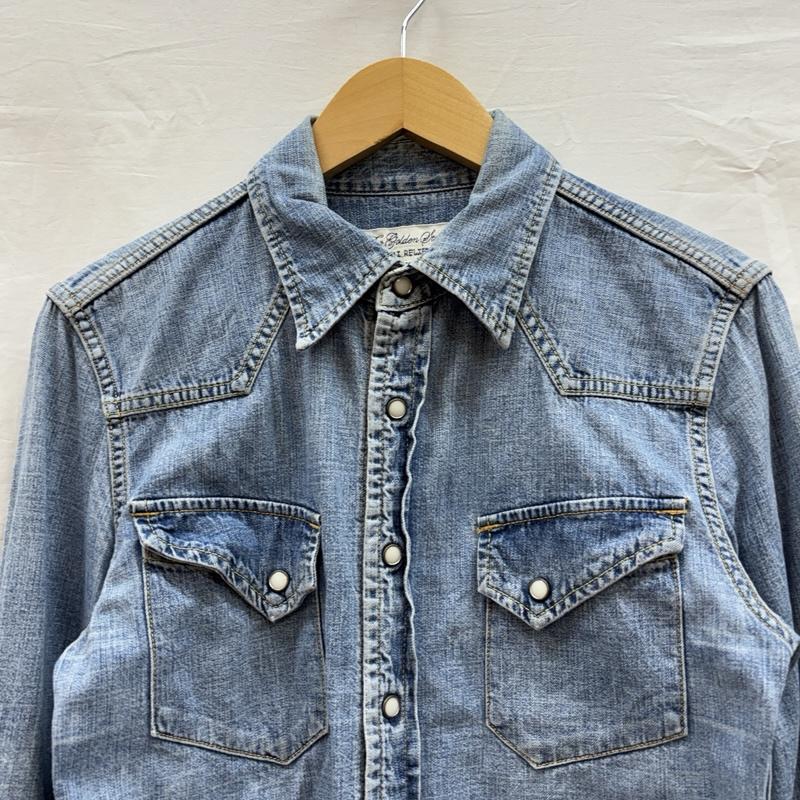 レミ レリーフ REMI RELIEF シャツ、ブラウス 長袖 デニム ウエスタン 長袖 シャツ バック ペイズリー バンダナ ビーズ紐なし S メンズ USED 古着 中古 50154783