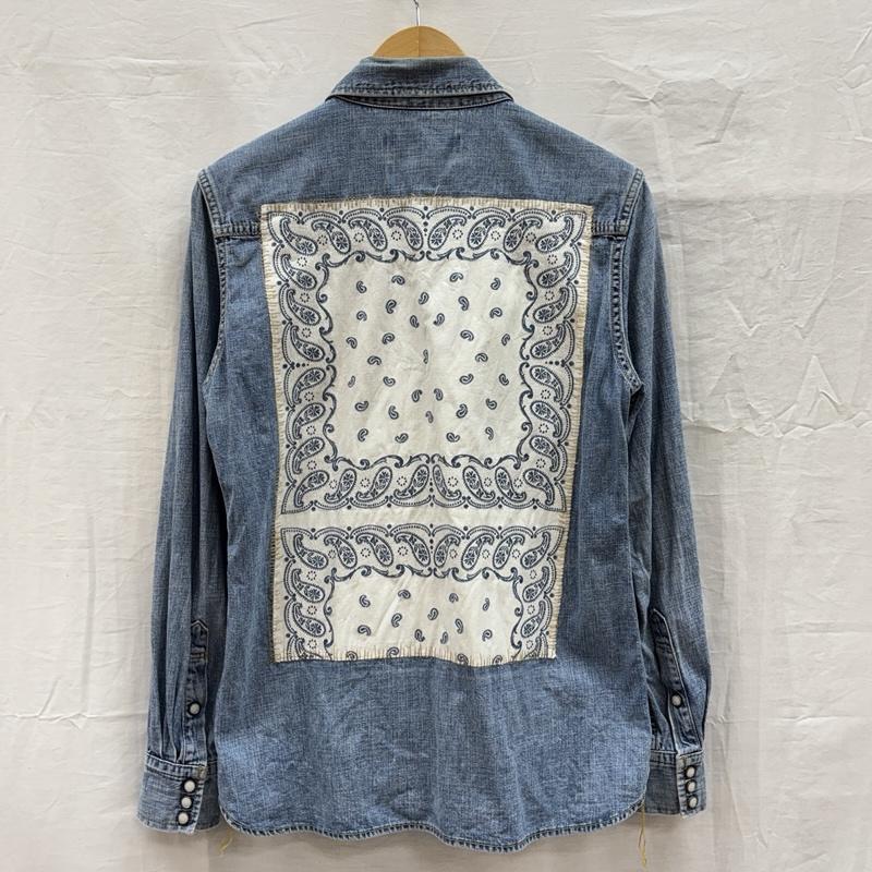 レミ レリーフ REMI RELIEF シャツ、ブラウス 長袖 デニム ウエスタン 長袖 シャツ バック ペイズリー バンダナ ビーズ紐なし S メンズ USED 古着 中古 50154783