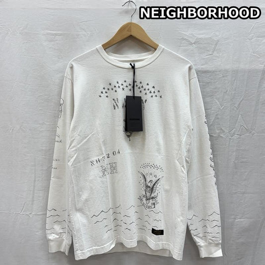 ネイバーフッド NEIGHBORHOOD Tシャツ 長袖 122PCNH-CSM01 APOCALYPSE C-CREW LS 総柄 クルーネック ロンT 長袖 Tシャツ L 総柄 白 / ホワイト / white メンズ USED 古着 中古 50154787