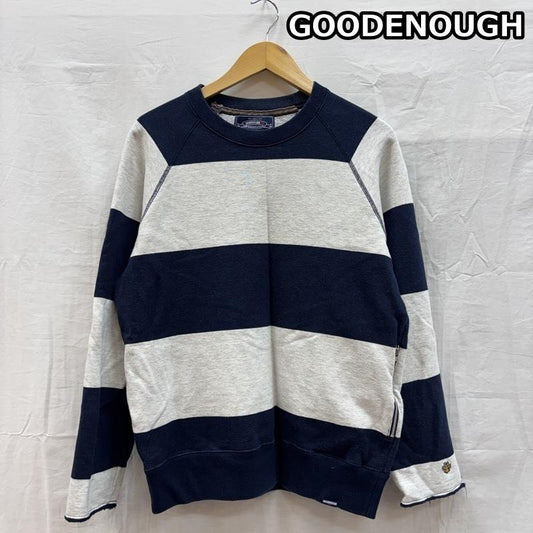 グッドイナフ GOODENOUGH トレーナー 長袖 GIV-134006 ボーダー柄 ラグランスリーブ スウェット トレーナー ジップポケット付 M ボーダー柄 メンズ USED 古着 中古 50154790