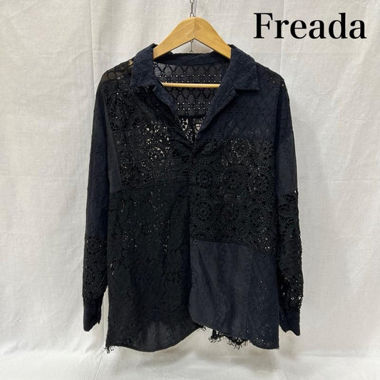 フリーダ Freada シャツ、ブラウス 長袖 パッチワークレースシャツ black レースジャケット - 刺繍 X レース柄 黒 / ブラック / black レディース USED 古着 中古 50154816